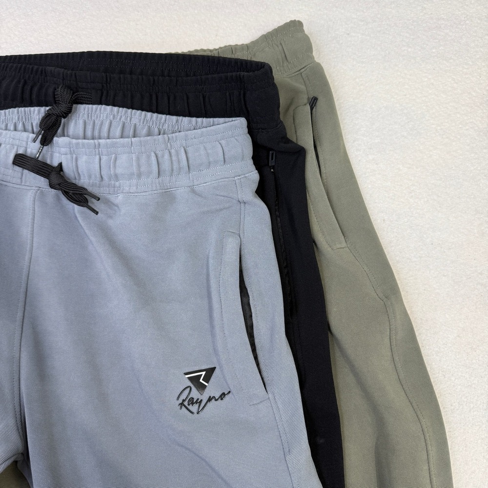 3 Pack REYNO Joggers Mens XXL Grey Green Black Tapered Sweatpants Activewear